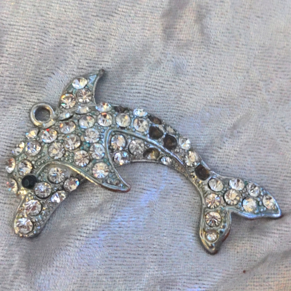 Crystal Dolphin with AAA Rhinestones Pendant Silver